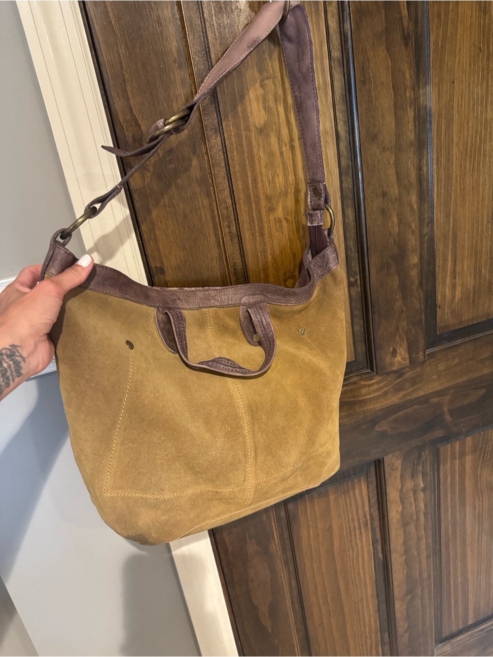 Free People We The Free Suede Tote Bag with Leather Trim - Picture 4 of 8